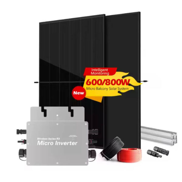 Balkonkraftwerk 600w 800w Balcony Solar System Full Black Flexible Solar Panels With Micro Inverter